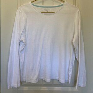 Talbots 100% Cotton White Long Sleeve Tee, Women’s XLp